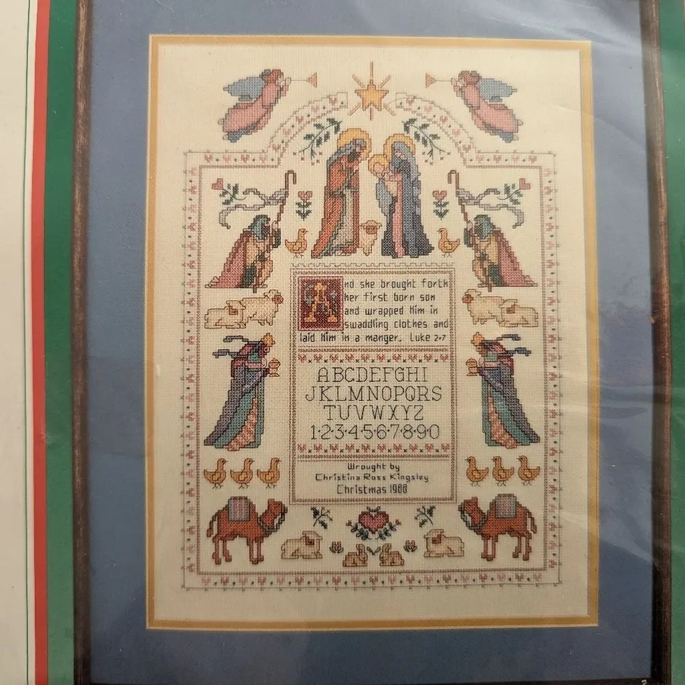 Bundle Cross Stitch & Ribbon Embroidery Dimensions Blessed Nativity Sampler etc.